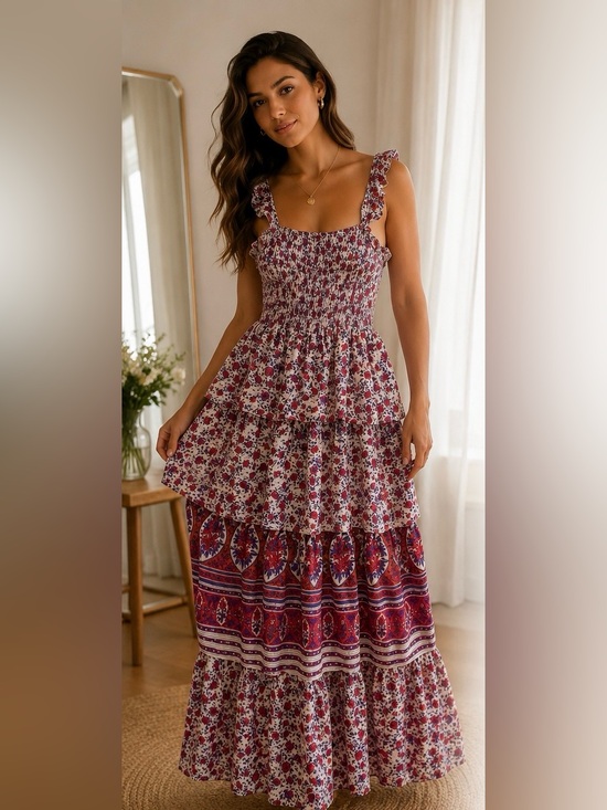Abel The Label Dresses & Skirts - Anthropologie Abel The Label Floral Tiered Maxi Dress | Size M | Romantic Boho
